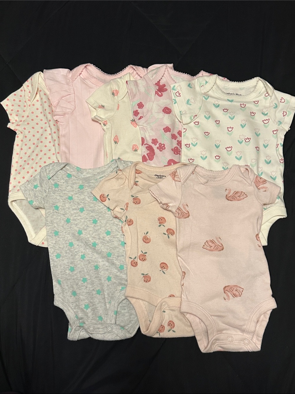 Gerber Baby Girls Pink & Pastel One-Piece Bodysuit Set